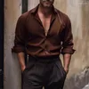 Herren lässige Hemden Altes Geld Ästhetische Männer Hemd Hemdwäsche Bluse Tops Herbst Mode Pure Color Breasted Kragen Langarm Herren