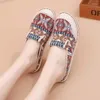 Casual Shoes Womens Ethnic Style Slippers Fashion Women Shoe Wedge Cloth With Soft Soles Walking Slip-on Mules Zapatilla De Mujer