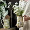 Vasos Vases de cerâmica vintage A arranjo de flores criativo decoração de decoração de artigos de cerâmica