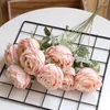 Decorative Flowers Artificial 9-Head Rose Bouquet Home Furnishing El Wedding Party Restaurant Desktop Flower Arrangement Decoration