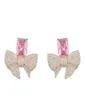 Dangle Earrings Korean Fashion Sweet Bowknot Stud For Women Micro Pave Cubic Zirconia Ear Studs 925 Silver Needle Trend Jewelry7690454
