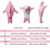 Pink Flannel Cartoon Shark Sleeping Bag Pajamas Nap Hooded Cozy Shark Blankets High Quality Flannel Children Adults Blanket Gift 240411