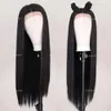 Natural Silky Straight Synthetic Front Long Wigs Fiber à haute température 10% Human Human Hair Lace Wig Fashion Black Femmes