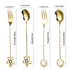 Coffee Scoops Stainless Steel Spoon Fork Set Star/Heart Tea Spoons Creative Ice Cream Tools Tableware Kitchen Gadgets Home Decor