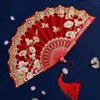 Dekoratif figürinler klasik Çin tarzı fan zarif ipek floral kelebek katlama düğünler için partiler dans eder lüks düğün