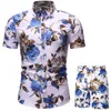 Floral Leaf Impresso 2pcs Camisetas servem homens moda shirtsshorts 3d conjunto de duas peças conjuntos de camisas de praia Hawaii