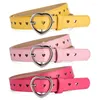 Belts Cute Short Size Heart Button Decoration Fashionable Full Hole Girl Belt With Peach Hollow Children's Matching Jeans