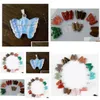 Andere Europa Fashion Natural Stone Butterfly Crystal Charms Fit ketting Mix Style Drop levering sieraden Body Dh8SX