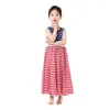 Meisje jurken klaring!4 juli Independence Day Kids Star Striped Flag Cotton Long Maxi America Girls Dress