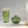 Lagringsflaskor europeisk smaragd grön glas burk med lock retro utsökt låda rund stativ container hem dekoration
