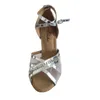 Tanzschuhe individuelle Fersen -Fersen -Frauen -Latin Salsa Ballroom Party Socials Open Open Tancing Sandalen mit Ketten Silber