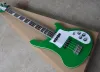 Guitar Green Body 4 Strings Electric Bass Guitar with White Pickguard,rosewood Fingerboard,chrome Hardware,provide Custom Service