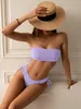 Sexy bikini's 2024 Vrouw Bandeau Swimsuit Vrouwelijke zwemkleding Women High Taille Bikini Set 2 -delige Summer Swim Beach Wear Bathing Suit 240409