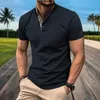 Men's Casual Shirts Summer mens POLO shirt daily casual pattern high-quality fashionable short sleEved standing neck T-shirt 24416