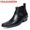 Botas 2024 Hombres zapatos de cuero casual Slip Slip on Fashion Ankle Man Shoe Hombre Calzado de otoño