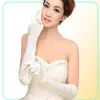 Luvas de casamento de cetim brancas acima do comprimento do cotovelo luvas de noiva completas Mulheres de estilo de noivo Long Glove5076426