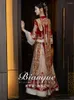Ubrania etniczne Chińska suknia ślubna Wysokiej klasy Tradycyjna panna młoda Velor Golden Xiuhe Ceremonia para