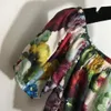 Ensembles de robes à deux pièces à imprimé floral pour femmes de la piste de mode Slash Col Top et longues combinaisons de vitesses