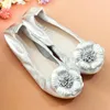 Casual Shoes Flowers Decoration Single Genuine Leather Shallow Mouth Ballerina Flats Super Soft Big Yards 34-43 Non-slip Female