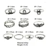 Clusterringe 10 PCs/Set Bohemian Vintage Carving Finger Finger für Frauen Knöchel Ring Set Ladies Juwely Anillos Mujer