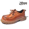 Casual schoenen mode echte lederen herenloafers elegent Britse stijl retro veter mocassin klassiek bruin oxfords platform