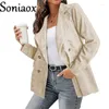 Women's Suits Fashion Blazers Casual Solid Loose Long Sleeve Button Corduroy Coat For Women Elegant Office Ladies Winter Jacket Tops