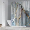 Douche gordijnen mode gebronsde marmeren waterdichte dacron gordijn hd digitale printen niet-slip badmat