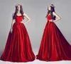 Büyüleyici kırmızı saten balo elbiseleri klasik aline sweetheart süpürme tren parti elbise ucuz kolsuz gece elbise özel yapılmış celeb5343838