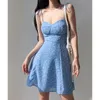 Casual Dresses Girl's Blue Slim Looking A-Line kjol med blommig tryckrem