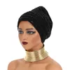Этническая одежда роскошные блестки с бисером турбанской крышки для женщин африканская женщина -голова обертывания моды мусульманские турбаны. Bonnet Nigeria Headwear Headwear