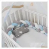 Terratte da letto da 3 metri Bumper Baby Braid Know Cushion per la protezione per cucciola di neonati Tour de lit Bebe Tresse Room Decor 211025 Drop Driv Othgy