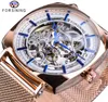 Forsining Rose Gold Mechanical Men Wristwatch Creative Square Transparent Business Steel Mesh Band Sports Automatic Watches Gift9044996