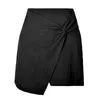 Jupes Femmes mini jupe haute taille A-line asymétrique divisée ourlet torsion design court couleur solide slim streetwear