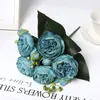 1PCS/33cmローズシルクブーケ人工花5ビッグヘッド5Small Bud Bride Wedding Home Decoration Artifiを販売する装飾的な花