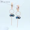 Kolczyki Dangle Sz Design Trendy Prosty geometryczny długi kryształ 585 Rose Gold Color Ear Hook dla kobiet imprezowy prezent biżuterii