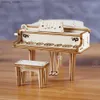 3D Puzzles URY 3D Wooden Grand Piano Hand Crank Musical Movement Instruments DIY Retro Toy Rhythm Device Model for Children Christmas Gift Y240415