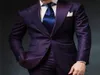 Purple Mens Wedding Suits Groom Tuxedos 2018 Two Piece Peaked Lapel Two Button Custom Made Groomsmen Suit Jacket Pants8104218