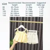 Mädchen -Outfit -Sets Sommer Kinder Freizeitkleidung für gelbe Suspender -White -Shorts Set Childrens Baby Girl 240410