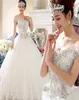 2018 Vestitido de novi NOVIA Luxury White Princess Wedding Abito da sposa ricamo in pizzo Crystal Slim Ball Gwon Custom Plus size3598879