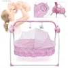 Baby Cribs 5 GRANDS AGRESS RÉGLABLE BABBAL CRADLE ELECTRICE AUTO-SWING ROCHING BASSINET TIMER BLUETOTH NUPSERY MUBLICE + MAT L416