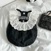 패션 스프링 가을 여름 우아한 개 옷 고양이 강아지 검은 레이스 드레스 작은 개 공주 애완 동물 스커트 요크 비콘 의상 240416