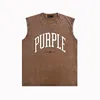 24SS Purple Vest Mens Designer Trund Trend Trend Mens Mens Tops ZJBPUR037 32 29 31 Перспективная графика для создания старого печатного печати