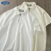 Polos męski en American 300G dzianinowy pasek koszulka Polo krótkie rękawowe letnie pół zip flip kołnierz Premium T-shirt