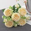 Decoratieve beeldjes 3 trossen pioen kunstmatige bloem voor decoratie nep roos faux boeket decor bloemen arrangementen bruiloft