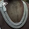 VVS1 Moissanite sieraden Cubaanse ketting 16 mm breedtekas Clasp Premium 925 Zilver Iced Out Brilliant Diamond Necklace