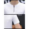 Men's Suits NO.2A2285 Summer Top Men T-shirt Casual Short Sleeve Cotton Business T-shirts Slim Fil Solid Color T Shirt