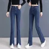 Jeans féminins 2024 taille haute micro-split flare printemps automne slim stretch denim pantalon coréen streetwear de mode coréen pantalon vaqueros