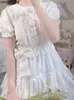 Sommar söt båge lolita kakkjolar kvinnor kawai spets ruffles veckad kjol flicka japan japan elegant hög midja a-line y2k kort 240416