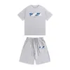 メンズTシャツトラプスタースポーツウェアデザイナーショーツ刺繍3次元レター豪華なレインボーブラックホワイトグレーサマースポーツファッションコットントップスリーブ