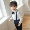 Garnitury Baby Boys 1 rok garnituru urodzinowy Koszulka Prince Koszulka Skusowa Stripe Spodnie Bowtie 4pcs fotograficzna sukienka dżentelmeńska kostium dla dzieci